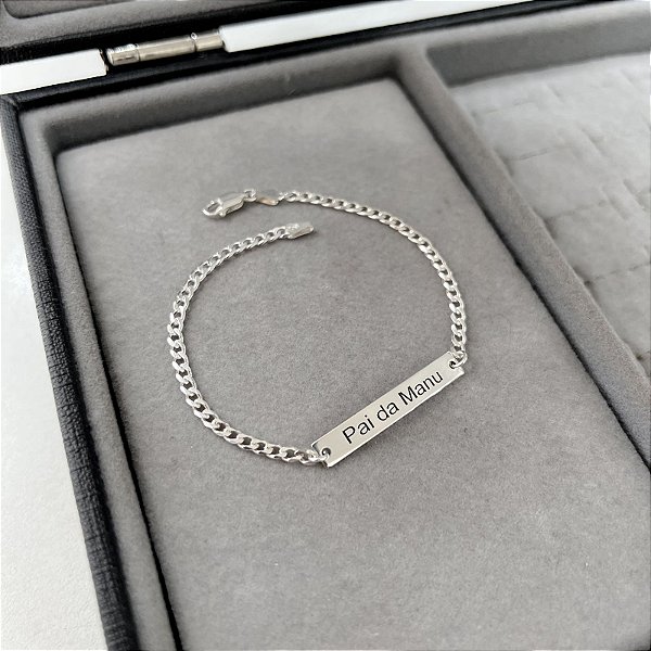 Pulseira Masculina Corrente Grumet com Placa Personalizada