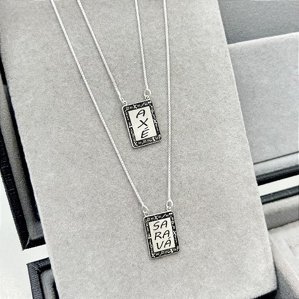 Escapulário Saravá + Axé em Prata