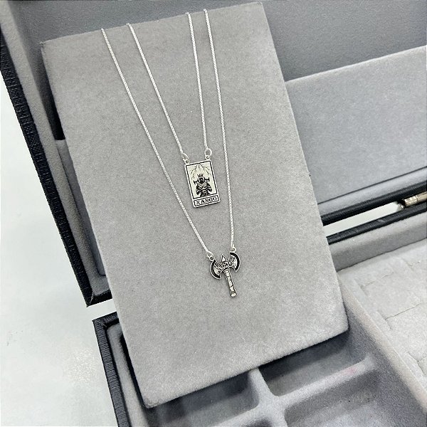 Escapulário Xangô e Machado em Prata