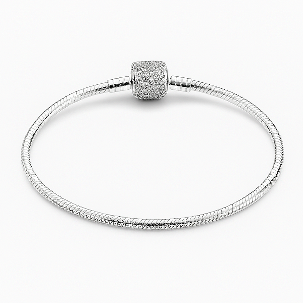 Pulseira Momentos para Berloques em Prata Fecho Cravejado