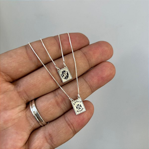 Escapulário Vasco Placa Pequena Prata