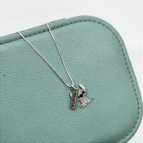 Pingente Stitch + Nome Gravado Prata Personalizado