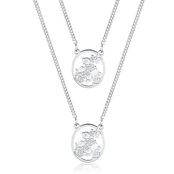 Escapulário Oval São Jorge em Prata