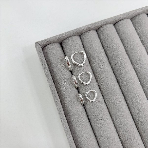 Mix Trio de Argolas Gotas Click em Prata