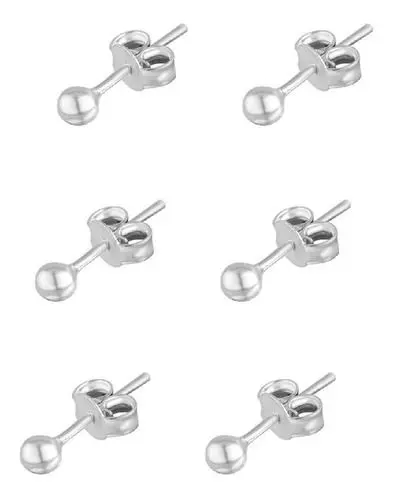 Trio de Brincos Bolinhas Mini em Prata