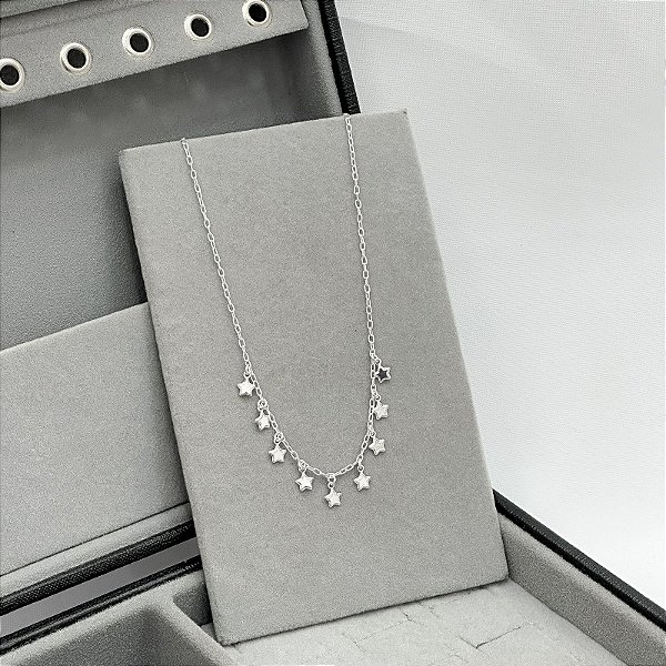 Choker com Pingentes de Estrelas em Prata