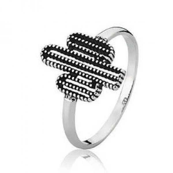 Anel Cacto em Prata Envelhecida