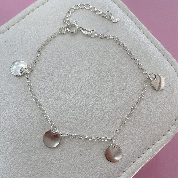 Pulseira Medalhas Penduradas em Prata