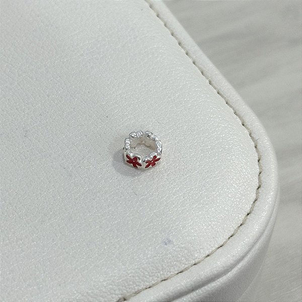 Berloque Florzinhas Vermelha em Prata