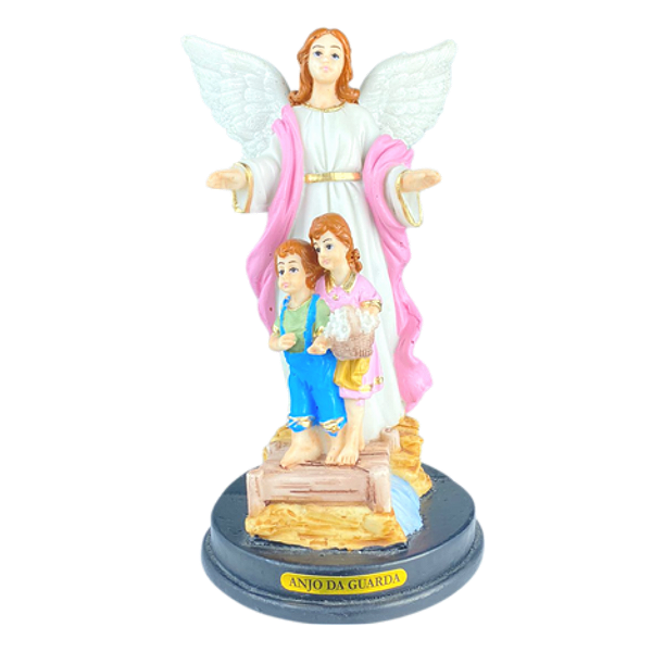 Imagem em Resina Anjo da Guarda Rosa 15cm