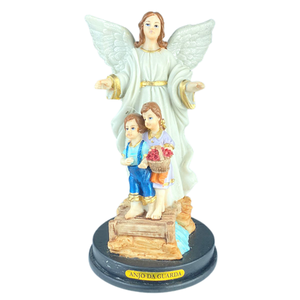Imagem em Resina Anjo da Guarda Branca 15cm