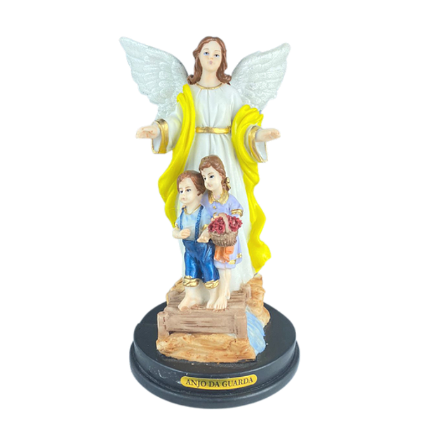 Imagem em Resina Anjo da Guarda Aamarelo 15cm