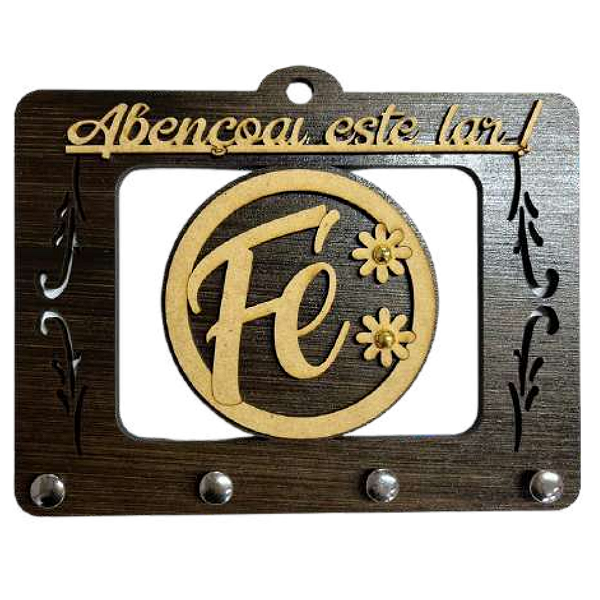 Porta chave em MDF tabaco Fé