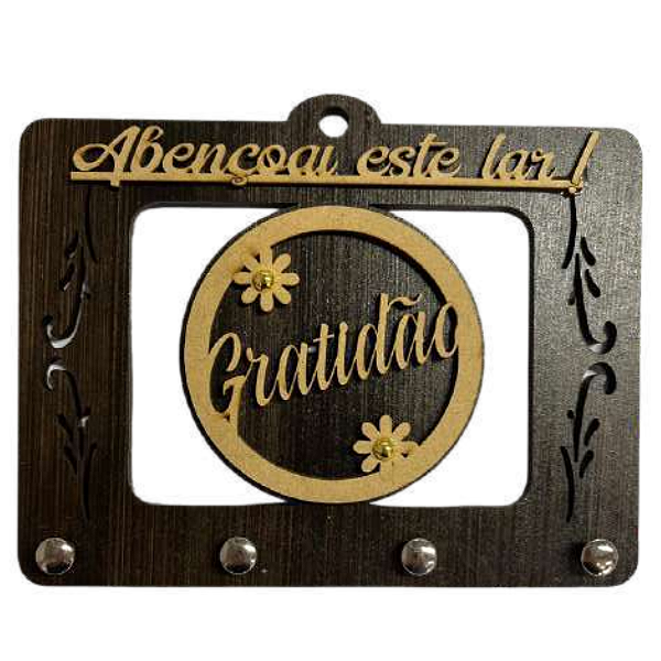 Porta chave em MDF tabaco Gratidão