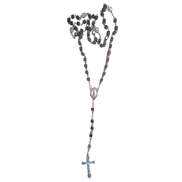 Terço Pedra Hematita Nossa Senhora Aparecida