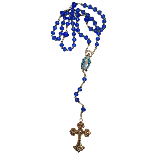 Terço Nossa Senhora Das Graças Cristal Azul