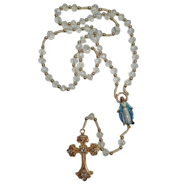 Terço Nossa Senhora Das Graças Cristal Transparente