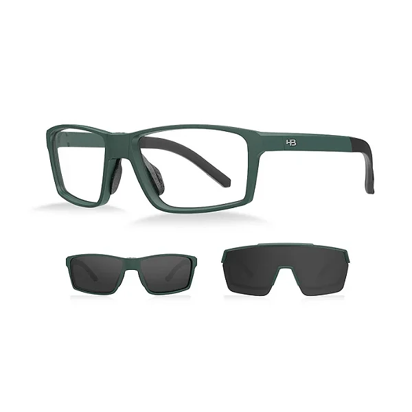 Óculos de Grau HB Presto 2.0 Clip on M Military Green/ Gray - Grau - 56 mm
