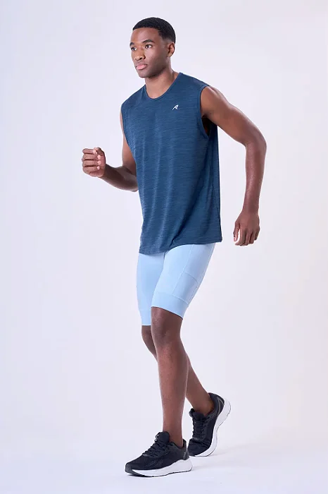 Bermuda Masculina de Compressão Grit Bossa 6 Bolsos 9" Azul Médio - Authen