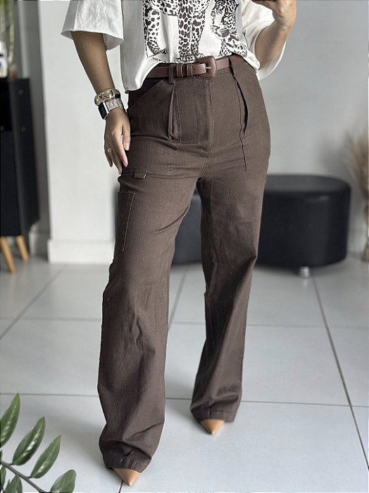 CALÇA CARGO MARROM