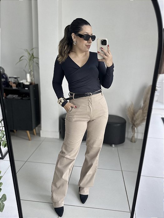 CALÇA RETA CAQUI