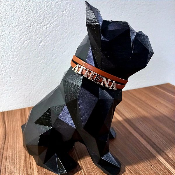Bulldog Frances com coleira personalizada Impressão 3D