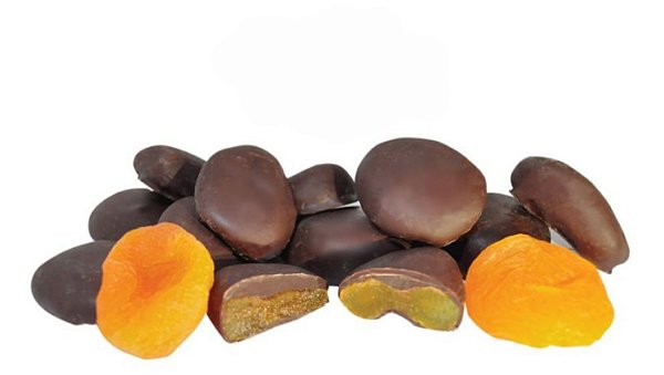 Damascos banhados em chocolate 70% cacau (200g)