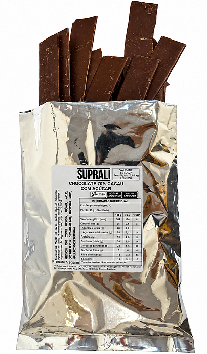 Chocolate 70% - Vegano e Sem Glúten - 1kg
