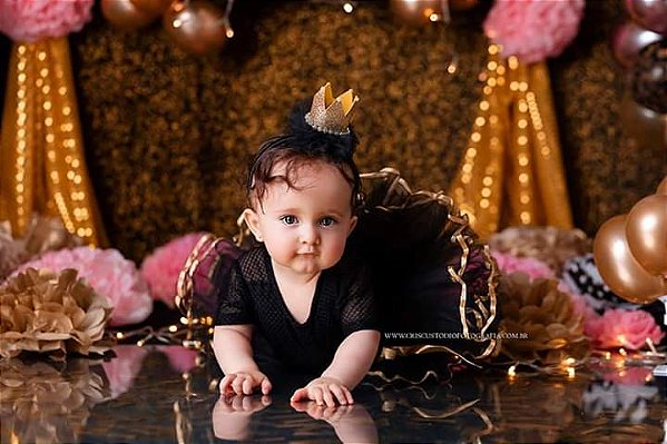 Tutu Baby Preto Com Dourado