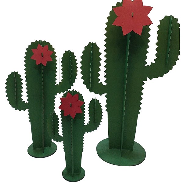 Kit 3 Cactos Mdf