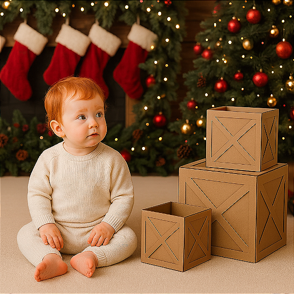 Trio de Cubos Amadeirado (Frete Grátis)