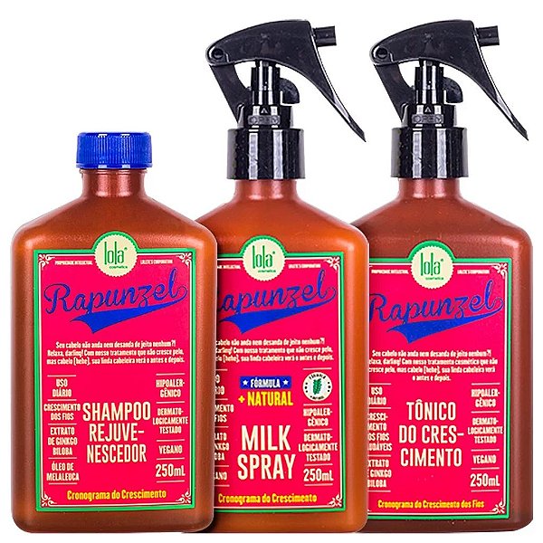 Lola Kit Shampoo, Milk Spray e Tonico Rapunzel - 3 Itens