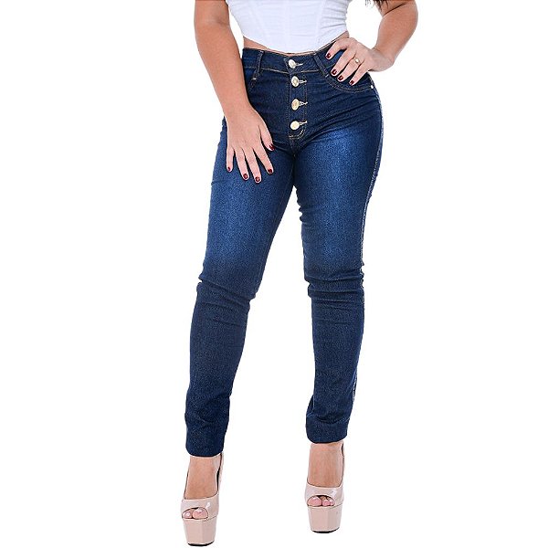 Calça jeans Hot pants cintura alta levanta bumbum com 4 botes - Ninas  boutique