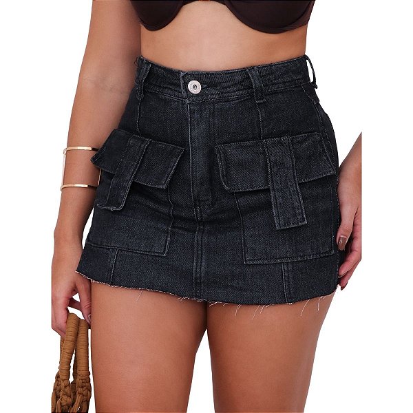 Shorts Saia Cargo Bolsões Preto