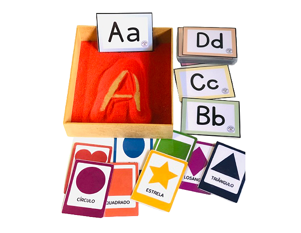 Caixa de Escrita Sensorial - Alfabeto e Formas geométricas