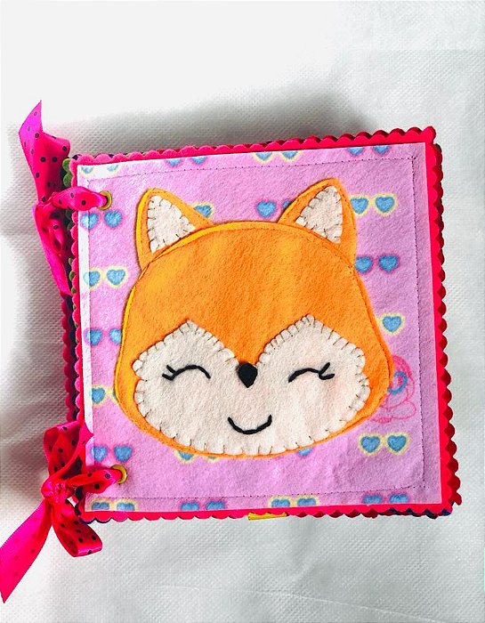 Mini Quiet Book Raposa capa rosa