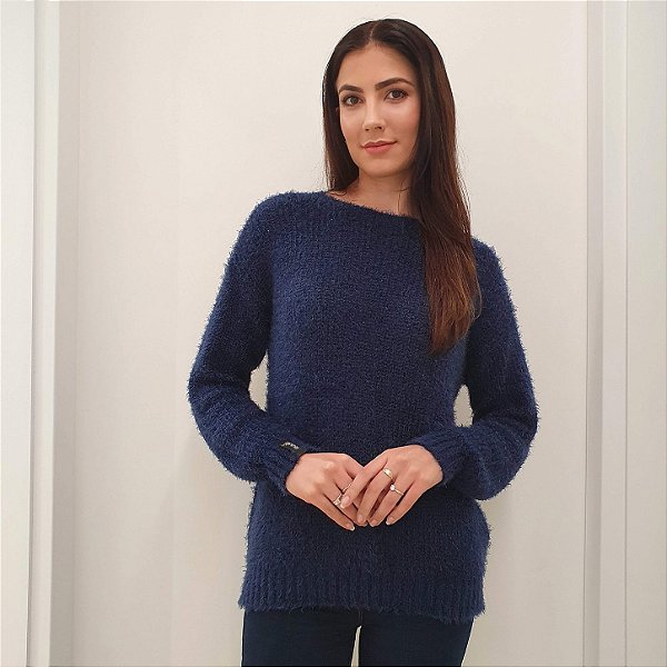 Blusa ponto pérola com fio de poliamida (pelinho)