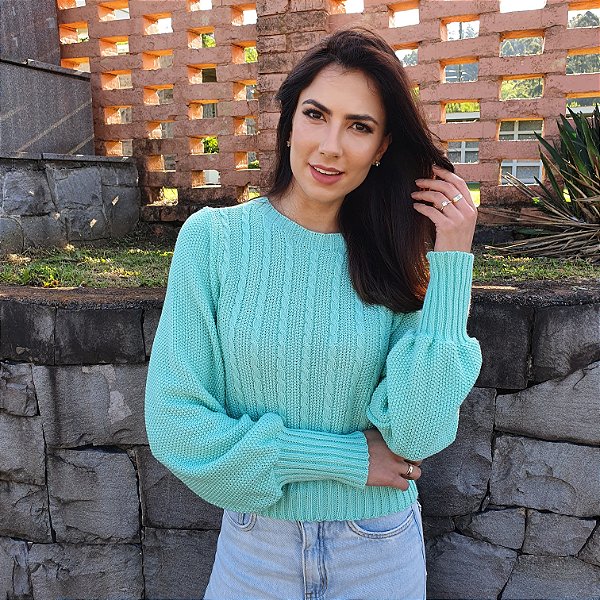 Blusa cropped com manga bufante
