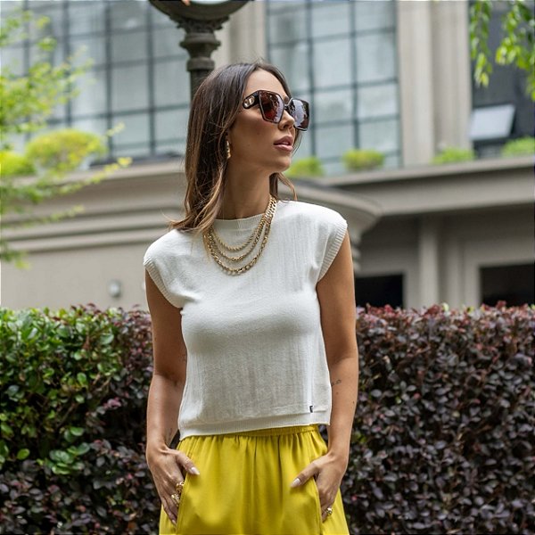 Blusa Cropped em fio Seda Modal