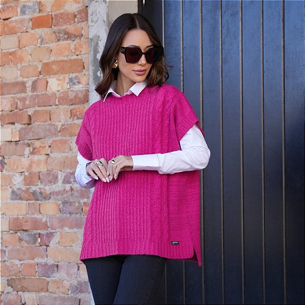 Colete oversized com tranças
