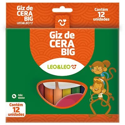 Giz de cera Gizão, 12 cores, Leonora