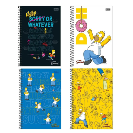 Caderno Espiral Capa Dura Universitário 1 Matéria Simpsons 80 Folhas - Bart - Sortido