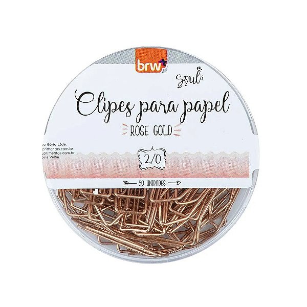 Clipes para Papel 2/0 Rose Gold Pote c/ 50 Unid