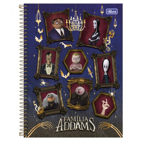 Caderno Espiral CD Univ 1 Matéria Família Addams 80 Folhas - Sortido