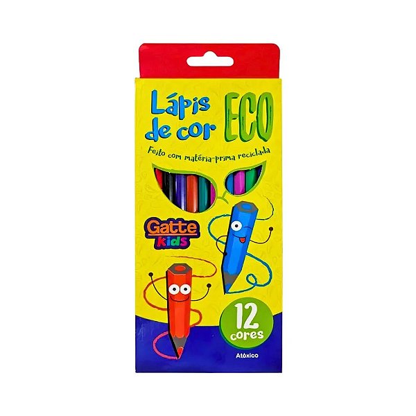Lápis de Cor Hexagonal 12 Cores - Gatte Kids