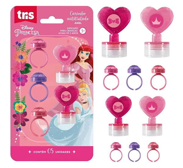 Carimbo Anel Princesas 5 Unid - Tris