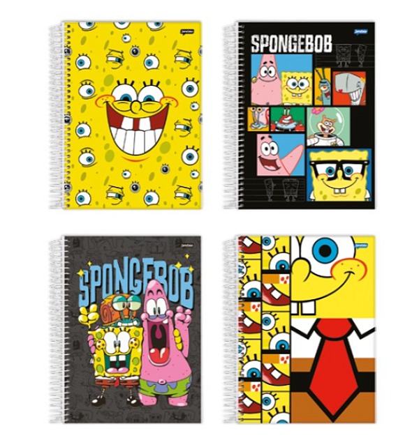 Caderno Espiral Univ Bob Esponja, 1 matéria, 80 Folhas - Jandaia