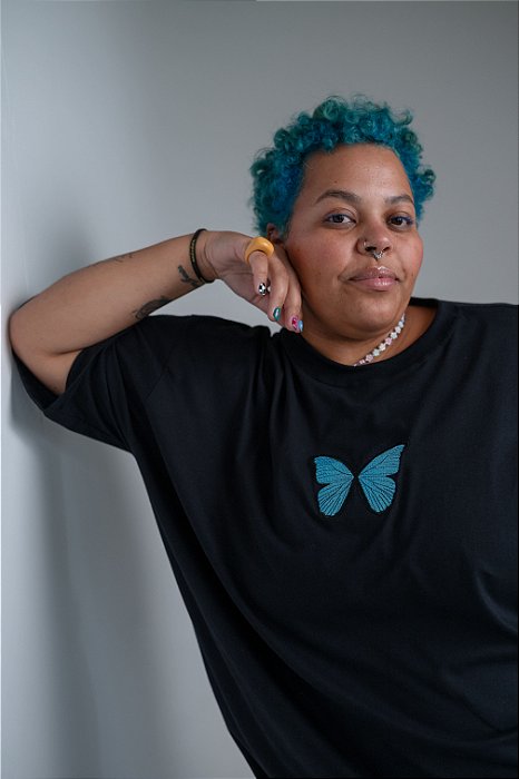 Camiseta Butterfly Preta - Plus Size