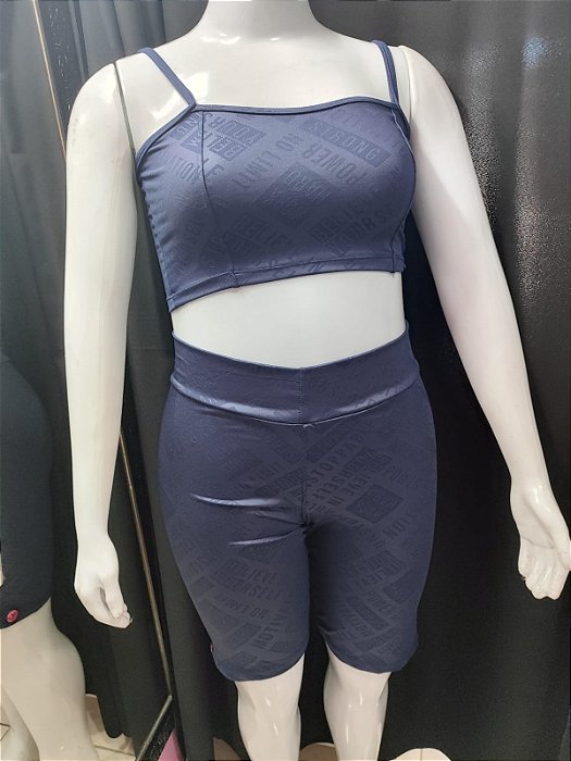 Conjunto Fitness Texturizado Gracinha - Azul Marinho