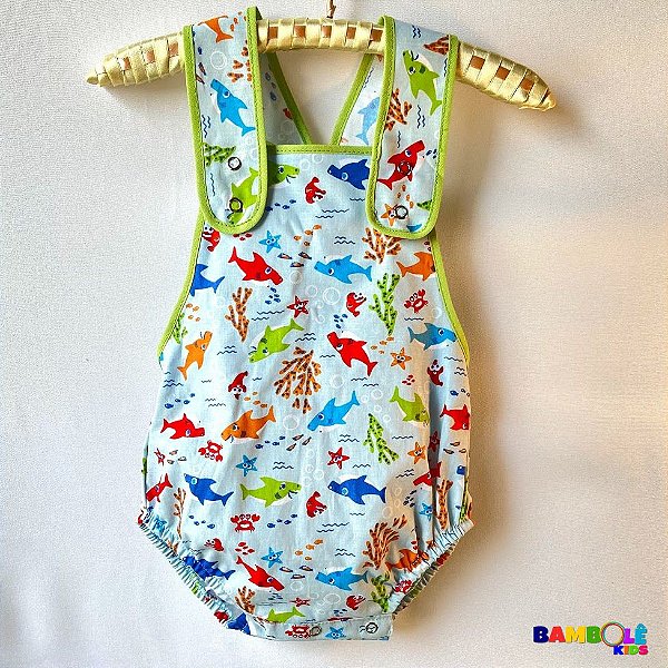 Jardineira Bebe Masculino Baby Shark Bambole Kids